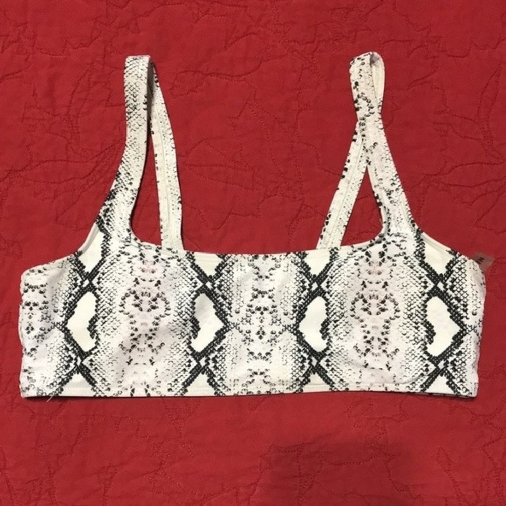 Reptile Design Shein Bra Style Bikini Crop Top White & Black Size Large - Picture 3 of 9